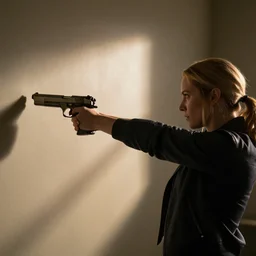 kim wexler aiming a pistol pov