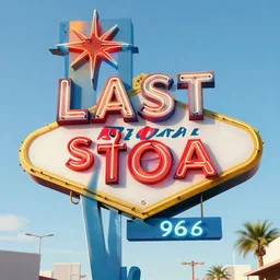 a neon sign at a las vegas last stop motel in 1 9 6 6