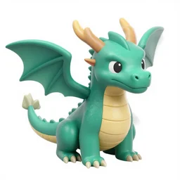 hand-painted sculpted isometric dragon, cartoon-style, stylized render, zoomed out view, white background