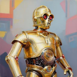 greg manchess portrait painting of c 3 po as overwatch character, medium shot, asymmetrical, profile picture, organic painting, sunny day, matte painting, bold shapes, hard edges, street art, trending on artstation, by huang guangjian and gil elvgren and sachin teng