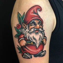 american traditional gnome tattoo