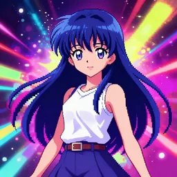 anime girl, colorful, fantastic lighting, pixel art, 1 6 bits, 2 d