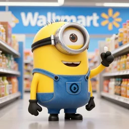 a minion inisde of a walmart