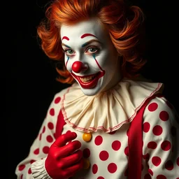 emma watson as a clown ronald mcdonald, studio lighting, studio photography, high detail