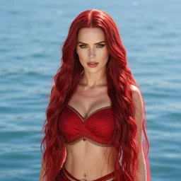 a full body portrait of a kate beckinsale as japanese - arabian princess with long red, sun lighting, water, finely detailed features, perfect art, at an ancient city, gapmoe yandere grimdark, trending on pixiv fanbox, painted by greg rutkowski makoto shinkai takashi takeuchi studio ghibli, akihiko yoshida