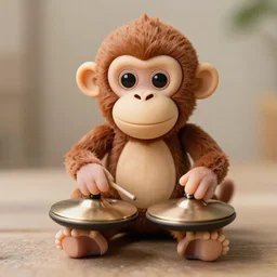 photorealistic toy monkey with cymbals