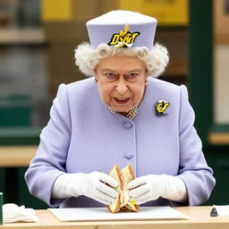 queen elizabeth working as a sandwich artist at subway