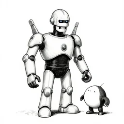robocop as one of the gashlycrumb tinies, edward gorey, black and white ink
