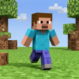 Minecraft world with herobrine running towards the camera man