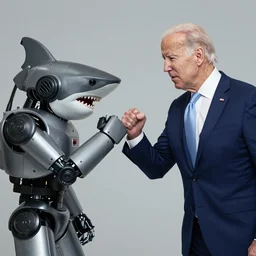 joe biden fist fighting a robot shark franklin booth