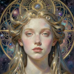 detailed!!! coherent!!! realistic beautiful young groovypunk!!! queen of andromeda galaxy. face portrait. art nouveau, symbolist, visionary, baroque, giant fractal details. horizontal symmetry by zdzisław beksinski, iris van herpen, raymond swanland and alphonse mucha!!!. highly detailed, hyper - real, beautiful
