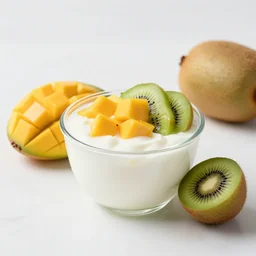 yougurt with mango and kiwi fruits beautiful still life by michelangelo