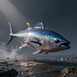 Tuna shaped spaceship, elegant, futuristic