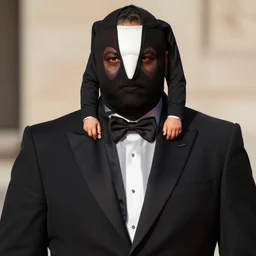 heavy from tf 2 in a black tuxedo, 8 k, photorealistic, detailed, trending on artstation