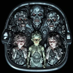 mriimage of detailed image of a creepy family in the deep space by richard corben, rich deep colors. masterpiece. intricate artwork, very coherent symmetrical artwork, cinematic, hyper realism, high detail, octane render, unreal engine, 8 k, vibrant colors, smooth gradients, high contrast, depth of field. by katsuhiro otomo, full body character drawing, clean ink detailed line drawing, intricate detail, extremely detailed.