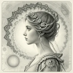 fractal princess, in the style of greg broadmore and arthur rackham, trending on artstation, light lighting side view, digital art, surrealism, macro, blueprint, vaporwave,