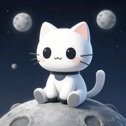 cute little robotcat sitting on the moon, fantasy, concept art, artstation, tyler edlin, feng zhu, jparked, thomas karpi