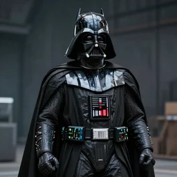 Batman dressed as Darth Vader, high detail of the face, high detail, high modernization, cosplay, cinematic, dynamic lighting, full body, ultra mega super hyper realistic