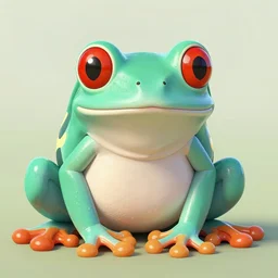 photo { teal! frog } with { red eyes }