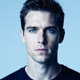 dexter morgan handsome portrait, high contrast, blue tones