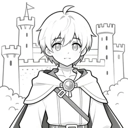 a portrait of a cute anime character in a medieval castle. in the style of ilya kuvshinov. trending on artstation. line drawing.