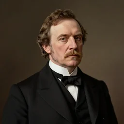 official portrait of a victorian politician, wearing a suit, standing, detailed face, male, victorian, highly detailed, cinematic lighting, photograph by samuel walker