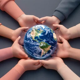 Earth in a dome in the center of the image with a woman's hands around them, rendered in unreal engine, rendered in octane render, rendered in blender, unreal engine, octane, blender, dark studio lighting, bright, glowing aura, vividly beautiful colors, bioluminescence, bioluminescent lighting, volumetric lighting