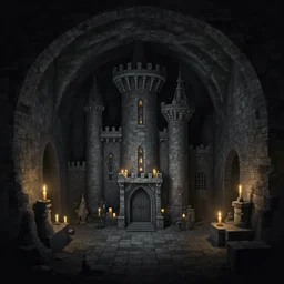 underground dark medieval castle dungeon, grey brick, glowing candles, no people, silent, scenery matte painting concept art, cell shaded, trending on behance,  artstation, by Greg Rutkowski, Cushart Krentz and Gilleard James Jesper Ejsing, by RHADS and Makoto Shinkai and Lois van baarle and ilva kuvshinov and rossdraws