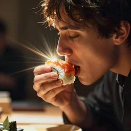 A piece of sushi eating a person, concept art