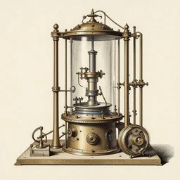 schematic of a steampunk physics apparatus, by Leonardo Da Vinci