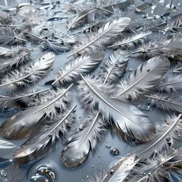 computer graphics of a land made of liquid metal and feathers trending on Flickr and trending on ArtStation