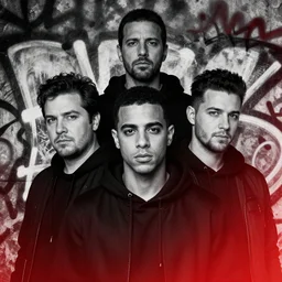 highly detailed moody portrait of rami malek, elliot anderson, black hoody by atey ghailan, by greg rutkowski, by greg tocchini, by james gilleard, by joe fenton, by kaethe butcher, gradient red, black and white color scheme, grunge aesthetic!!! ( ( graffiti tag wall background ) )