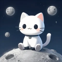 cute little robotcat sitting on the moon, fantasy, concept art, artstation, tyler edlin, feng zhu, karl thiart, thomas karpi
