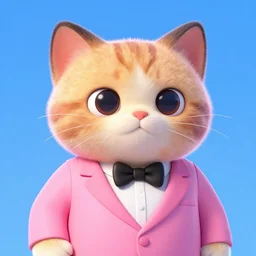 HD 3d model of a anthropomorphic male cat in a pink tux in the the style of Zootopia