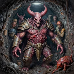airbrush drawing macro packed with filth, sewer tunnel baphomet orcus hybrid, full bodied premiered, random animal | viscera as god |, carapace armor, claustrophobically crowded into a deep in sewer tunnel, chris foss, enric torres, wayne d barlowe, geof darrow, jack gaughan, alberto bontempi, feng zu hyper realism,