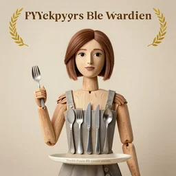 a portrait of a woman who is completely made out of cutlery, photograph, award winning portrait
