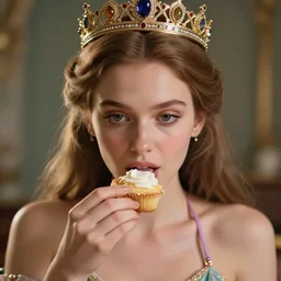 closeup face profile portrait of a fairytale princess wearing a crown eating cakes, bikini, depth of field, zeiss lens, detailed, symmetrical, centered, fashion photoshoot, by nicoletta ceccoli, mark ryden, lostfish, breathtaking, 8 k resolution, extremely detailed, beautiful, establishing shot, artistic, hyperrealistic, octane render