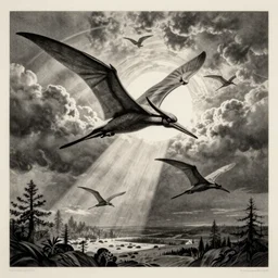 escher print of pterodactyls