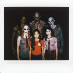 1 9 8 3 color polaroid snapshot portrait, monstrous mutant family of demonic cenobites, horror, madness