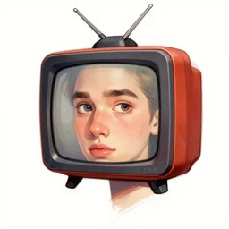 digital drawing of a portrait of a tv _ head oc, trending in pinterest, character concept art, cmyk, super detailed