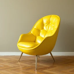 an armchair in the shape and style of a lemon