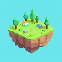 a floating island isometric art, low poly art, game art, artstation, 3D render, cgsociety, octane render