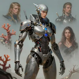 cyberpunk coral cyborg, highly detailed, digital painting, trending on artstation, concept art, sharp focus, illustration, art by artgerm and greg rutkowski and magali villeneuve