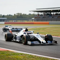 goats racing formula 1 cars around silverstone, hdr photograph