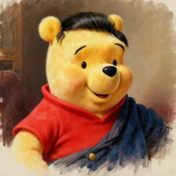hyperrealistic drawing of xin jinping as winnie the pooh, portrait drawing by leng jun, rembrandt, and jan van eyck