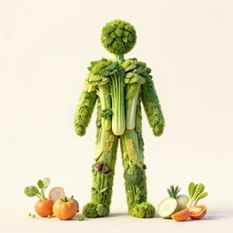 a human full body made of vegetables