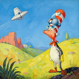 A Naboo landscape in the style of Dr. Seuss, starships, painting by Raphael Lacoste