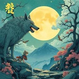 album cover art for katakana wolf boy meets lindwurm circle of magic akihiko yoshida