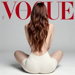 vogue magazine, elle magazine, anime korean natalie portman from behind, sitting on large fruit peach, ilya kuvshinov, greg rutkowski, john singer sargent, anime, trending on artstation, intricate