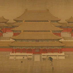 tang dynasty palace painting by wu junda volumetric light